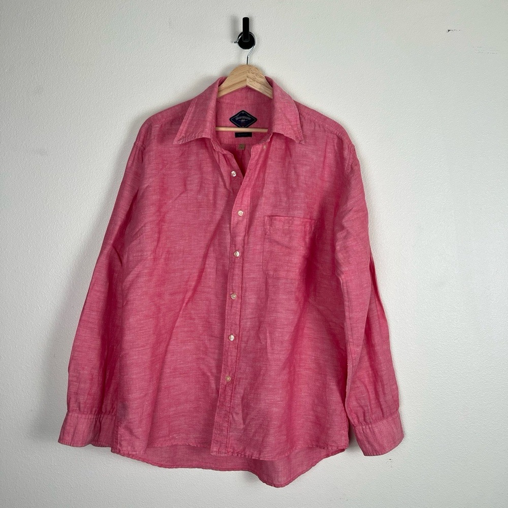 Bills Khakis Shirt Mens Size Large Pink Casual Button Down Pearl Buttons‎ Preppy